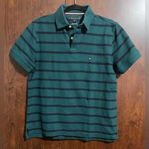 Tommy Hilfiger Men's Polo in Green and Black Stripes